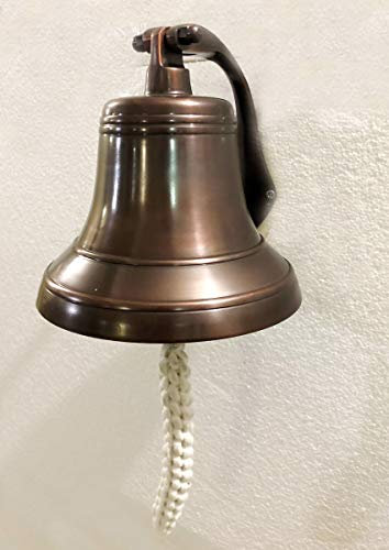 Schiffsglocke aus massivem Messing, 17,8 cm, Kupfer, antiker Stil, für Zuhause, Küche, Außen- und Innenbereich, Türklingel, Wandbehang, Heimdekoration