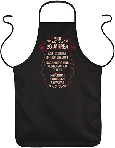 Tini - Shirts Sprüche Grillschürze 30.Geburtstag, 30 Jahre Kochschürze : Vor 30 Jahren CO2 Neutral im Heu erzeugt - lustige Schürze 30 Geburtstag