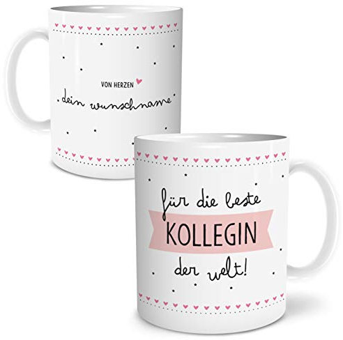 OWLBOOK® Personalisierte Geschenke für Frauen Tasse Personalisiert Name Beste Kollegin Tasse mit Spruch Geschenke Geschenkideen Kollegin zum Geburtstag Keramik 300 ml