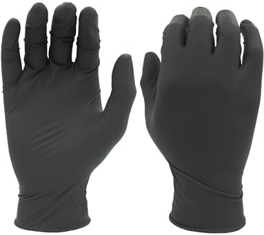 SHOWA 6112PF - Guanti monouso biodegradabili, 100% nitrile, senza polvere, lunghezza 240 mm, spessore 0,10 mm, nero, S