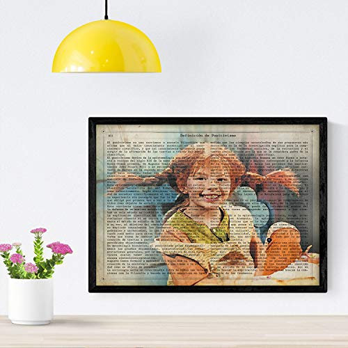 Nacnic Poster Pippi Langstrumpf. Vintage Stil Poster von Hollywood mit Definitionen von Filme. A4-Format