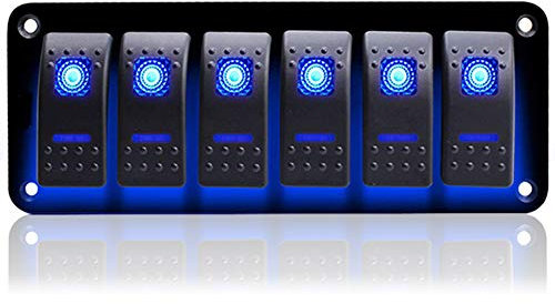 KAOLALI Pannello Interruttori a Bilanciere 12V/ 24V Interruttori Barca per Camper Auto Barca 6 Gang Interruttore a Levetta ON-OFF