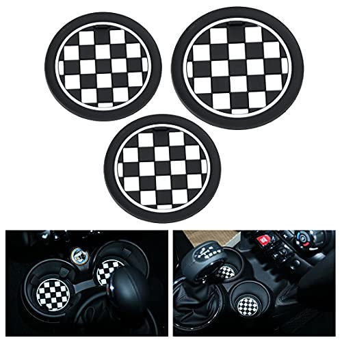 Riloer 3-Piece Car Cup Holder Set, Anti-Skid Coasters, Compatible with BMW Mini Cooper Clubman (72mm, 77mm)