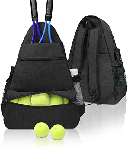 Tennis-Rucksack für Männer und Frauen, Tennisschläger, Tasche zum Tragen von Schlägern von Racquetball, Squash, Badminton, Pickleball und anderem Reise-Sport-Zubehör (schwarz)