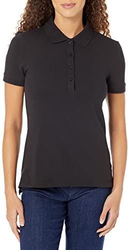 Amazon Essentials Women's Short-Sleeve Polo Shirt (Available in Plus Size), Black, XL Plus