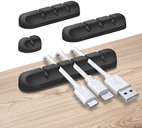ZYB Kabelhalter Selbstklebend, 4 Stück Kabelclips für Schreibtisch Kabelmanagement, Kabelklemmen - Kabel Organizer - Kabel Halterungen - USB Ladekabelhalterungen, schwarz