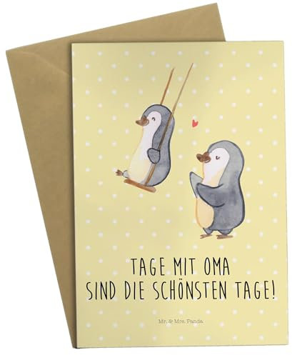 Mr. & Mrs. Panda Grußkarte Pinguin Oma schaukeln - Geschenk, Omi, Geburtstagskarte, Schwester, Lieblingsoma, Glückwunschkarte, Großmutter,