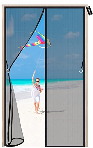 zanzariera porta camper 120 x 215 cm Chiusura Automatica Adsorbimento Magnetico Rete Punch Gratuito Tenda di Protezione dagli Insetti per Balcone Ingresso - Nero
