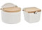 D,casa - Sarero y Azucarero de Porcelana Blanco con Tapa de Madera Estilo Nordico… - Pack Salero Y Azucarero