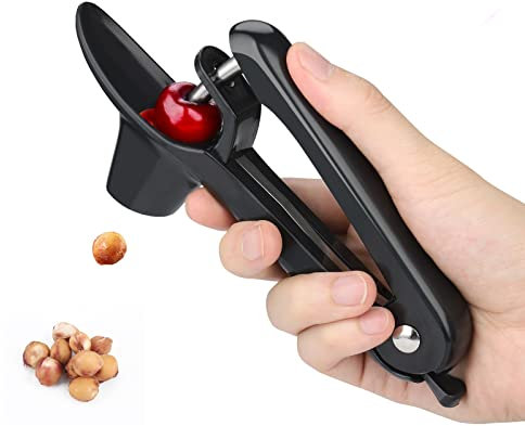 Firjuty Cherry Pitter - Heavy-Duty Stainless Steel Pitter for Olives & Cherries, Multi-Functional Pitter Tool for Making Cherry Jam, Black