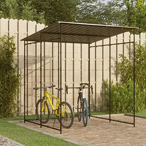 Tidyard Garden Shed, Bike Shed, Outdoor Garden Storage Shed, Wooden Garden Tool Shed, Gardening Tool Storage, Garden Furniture 190x190x222 cm Steel Black