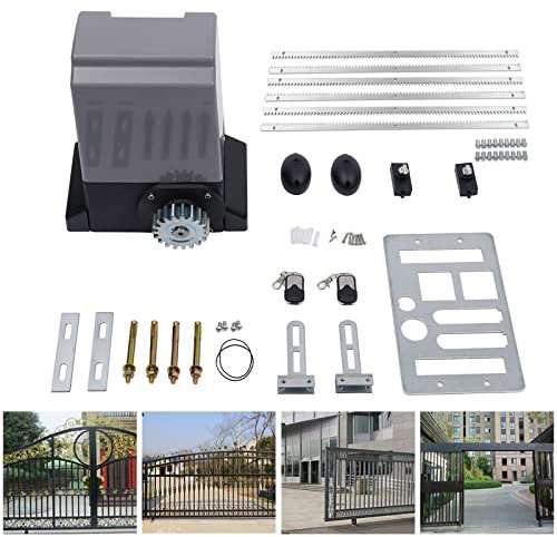 Electric Door Opener Kit, 2000KG 12m/min Motor Driveway Safety Kit, 220-230V 750W Automatic Sliding Door Opener Kit Door Electric with 2 Remote Controls and 6m Rails
