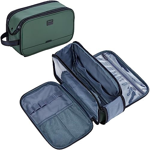ZEEMO Kulturbeutel für Herren, Wasserabweisendes und auslaufsicheres Dopp Kit mit großer Kapazität für Toilettenartikel, Mehrere Taschen, 6 l (grün), Plus Toiletry Bag, Kulturbeutel für Herren