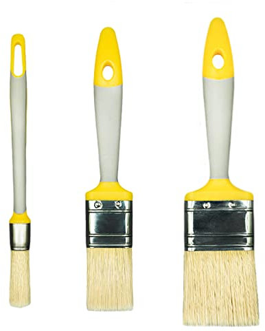 Hardy - Lot de 3 Pinceaux : 18mm, 35mm, 50mm - Série 21 - pour Travaux de Peinture Précis - Pinceaux pour Bois - Poils Synthétiques - Manche Profilé Bi-Matière - Manche Antidérapant