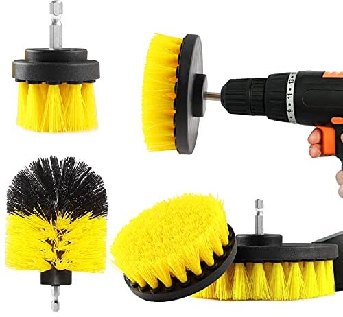 Bürstenaufsatz Bohrmaschine Set, 4 Stück Bürstenaufsatz Akkuschrauber Bürste Drill Brush, Reinigungsbürste Felgenbürste Scrubber Reinigung Bürste Kit für Felgen/Fliesen/Küche/Böden/Auto/Badewanne