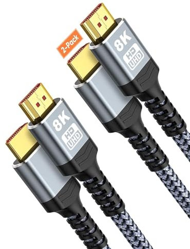 SNOWKIDS HDMI 2.1 Kabel 8K 3Meter (2 Stück), 2.1 48Gbps Highspeed 8K@60Hz HDMI Kabel 4K@120Hz 7680P, für PS5 Konsole, DTS: X, HDCP 2.2&2.3, HDR 10, eARC, Kompatibel mit HDTV