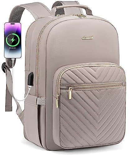 LOVEVOOK Rucksack Damen, Groß 15,6 Zoll Laptoptasche Rucksäcke Wasserdicht Daypacks mit USB Ladeanschluss, Elegant Arbeitstasche Schulrucksack Mädchen Teenager für Arbeit Business Uni Reise