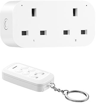 DEWENWILS Remote Control Socket, 13A/3120W Wireless Switch, 30M Range, Independent Control, UKCA Listed, White, Type G Connector