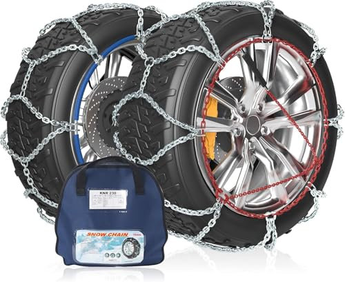 Richeer Schneeketten für Reifen 205/55 R16, KNS, 1 Paar, Schnellmontage für professionellen Gebrauch & Lieferwägen Allradfahrzeuge Wohnmobile Nutzfahrzeuge