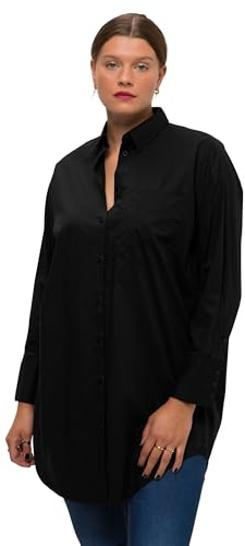 Studio Untold Damen große Größen Übergrößen Plus Size Hemdbluse, Oversized, Knopfleiste, Hemdkragen schwarz 54+ 822817100-54+