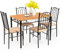 COSTWAY Set aus Tisch und 4 Stühlen, Esstisch mit 4 gepolsterten Stühlen, Metallrahmen, für Esszimmer, Küche, Restaurant, Wohnzimmer