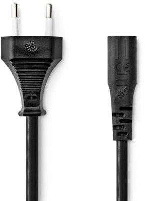 Nedis Stromkabel - Euro Männlich - IEC-320-C1 - Gerade - Gerade - Vernickelt - 2.00 m - Flach - PVC - Schwarz - Box