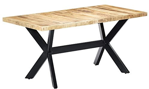 Homgoday Esstisch 160x80x75 cm Raues Mangoholz Tisch Model247433