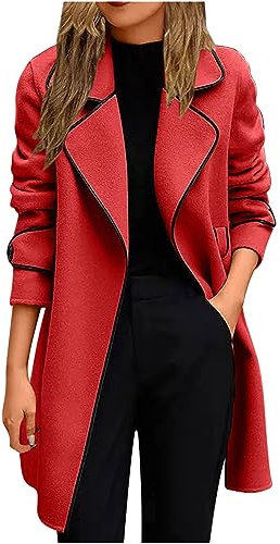 SHECO Damen Strickjacke Damen Lang Mäntel Wolljacke Streetwear Mode Übergangsjacke Lang Große Größen Hochwertiger Überwurf warm und kuschelig Perfekt für Frühjahr Herbst Winter Hochwertiger Shirts