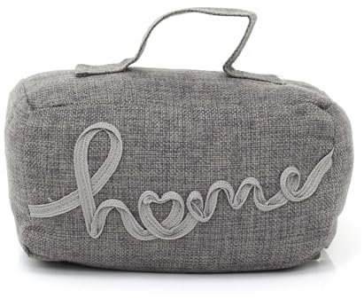 Grey Fabric Door Stop | Rectangle Weighted Door Stopper with Handle | Decorative Indoor Doorstop - Home