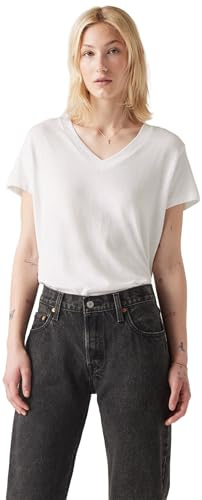 Levi's Women's Boxy V-Neck T-Shirt, White + Slub, XS