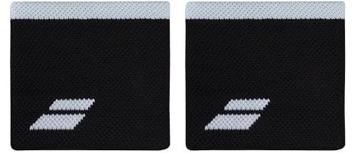 Babolat Unisex-Adult Wristband Frottee mit Logo, Einheitsgröße, Farbe Schwarz/Weiß, Schnelle Schweißabsorption, Breite 7,5 cm, Handgelenkband für Fitness, Tennis, Badminton, Padel