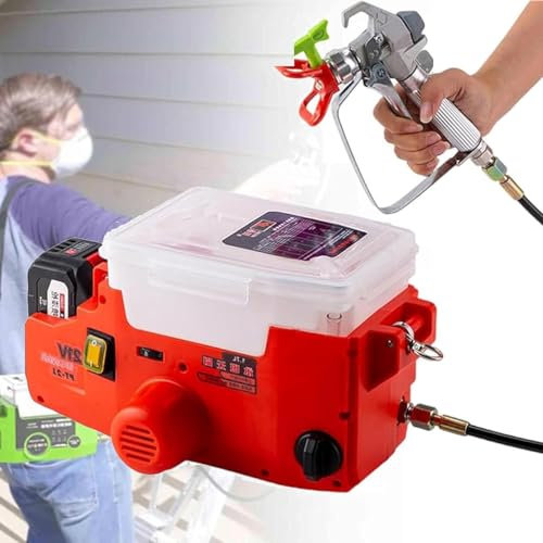 Pulverizador De Pintura Portátil Sin Aire, Batería De Litio De 5000Mah, Máquina Pulverizadora De Pintura De Alta Presión 500 W Con Manguera 1.5M, 6 Velocidades Ajustables, Diseño De Mochila,Red