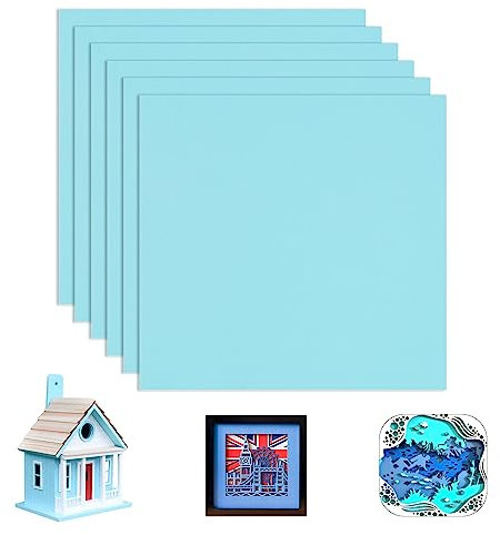 sculpfunDIY 6 Stück Blau MDF Blätter, 30cm*30cm Unbehandeltes Holz 3mm MDF Brett für Lasergravur CNC-Schneiden