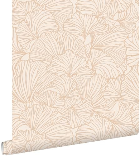 papier peint feuilles de ginkgo sable beige et terracotta claire 53 cm x 10.05 m - ESTAhome