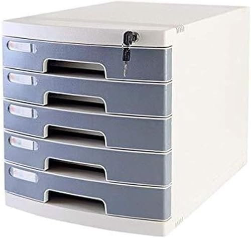 SUWOOPH Mobiletto portadocumenti, mobiletto portaoggetti for ufficio con serratura a 5 cassetti, organizer da scrivania, 29,5 cm x 39,4 cm x 32,5 cm(Gray)