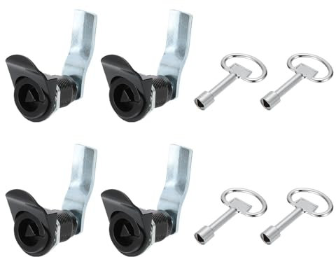 PATIKIL Triangle Cam Lock, 4 Pack Tubular Cabinet Drawer Lock 1-1/4 Cylinder Length Fits Up to 1-1/16 Thick Panel with Large Keys for Electric Cabinet Water and Gas Meter