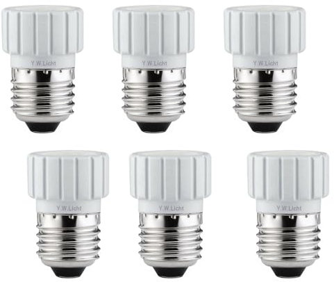Y.W.Licht Lampensockel E27 auf GU10 Adapter Lampenfassung Konverter für LED Lampen ultra Schlank Hitzebeständiger Keramiksockel 0-250V für Glühlampe Halogenlampe CFL-Lampe Max Leistung 60W (6Stück)