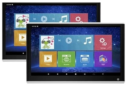 Lecteur DVD de voiture 11,6/13,3 Pouces 4 + 64G Appuie-tête Moniteur De Voiture IPS Tablette Écran Tactile 4K Lecteur Vidéo Multifonction Affichage De Siège Arrière De Voiture FM(2 PCS Silver 13.3)