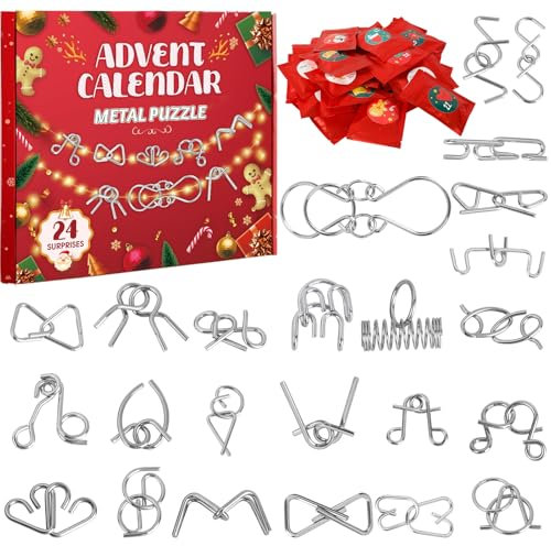 Tutukyle Adventskalender 2025 Kinder Puzzle Spielzeug 24 Metallpuzzle Teenager Erwachsene Metalldraht Puzzles Knobelspielen Weihnachtskalender Weihnachtsgeschenke für Mädchen und Jungen