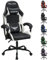 haha Gaming Ergonomic Swivel Chair - Office/Work Desk Chair with Lumbar Pad - Leather, White
