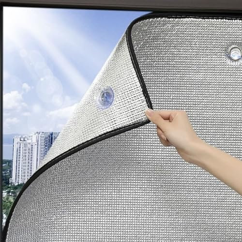 Blackout Window Film Sun Protection Film,Aluminium Foil Insulation Foil,Heat Control Privacy Film,Sunscreen Window Sticker with Suction Cups,Total Blackout Window Film (60cm x 60cm(2ft x 2ft))