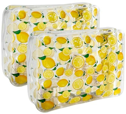 TotePrint 2er-Set Transparente Kosmetiktaschen Mit Tasche Aufnehmen Früchte-Print Stück Reißverschluss 9.84''×7.08''×2.36'' (Wassermelonen drucken-2pcs)