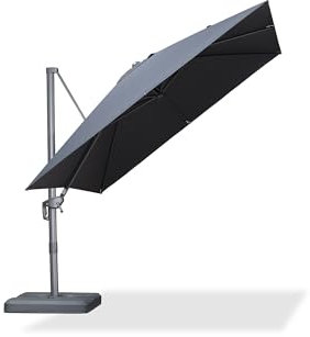 PURPLE LEAF 2.7 X 2.7 M Patio Cantilever Parasol Eco-Friendly Acrylic Imitation Fabric Umbrella Outdoor Offset Umbrella with 360-degree Rotation for Garden Deck Pool Patio, Dark Grey