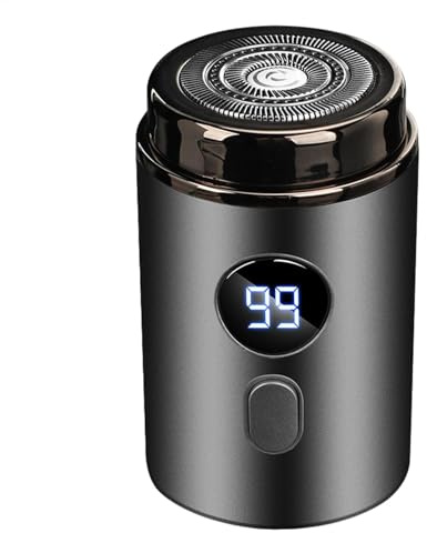 Petit rasoir électrique – Tondeuse à barbe de voyage avec affichage numérique | Kit de rasage pour le visage, tondeuse à barbe alimentée par piles, rasoir rechargeable pour le visage, pour papa, petit