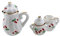 WOONEKY Teapot Model Miniature Tea Pots 2 Sets Mini Cherry Ceramic Pot for Dolls