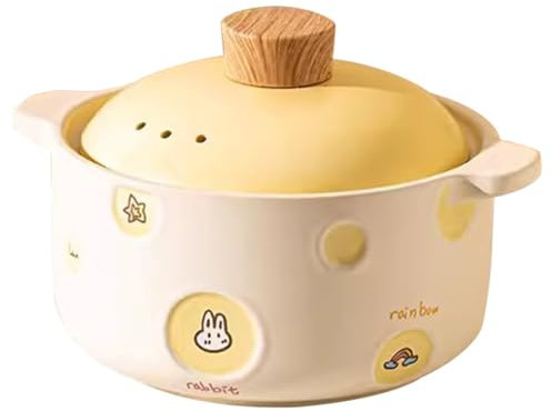 Casserole Dishes Niedliches, Kreatives Aufklebermuster Auflauftopf, Restaurant Kocht Hühnerbrühetopf, Curry-Rindereintopf, Geburtstagsgeschenk(Yellow A)