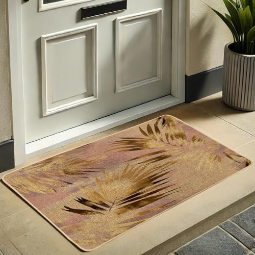 Paillasson motif feuilles de palmier tropicales, tapis d'entrée extérieur et intérieur, décoration d'été, antidérapant, absorbant, facile à nettoyer, 73,6 x 43,2 cm