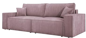 DomoHome Universelles Ecksofa Kasjo Mit Schlaffunktion Und Bettkasten Weicher Cordstoff Flexibel Stellbar Rechts-Layout Schlaffläche: 205x135cm Größe: 245x90x83 cm Farbe: Puder