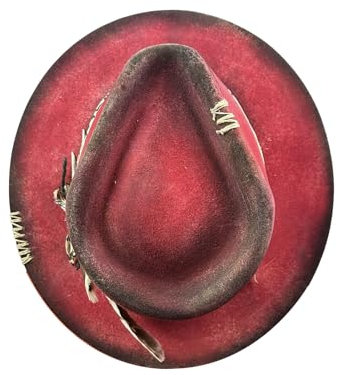 LUOFENG Wolle Fedoras Panama Hut exotisch Distressed Homburg für Damen Herren Foto Requisiten Western für Bühne Live Show Kopfbedeckung