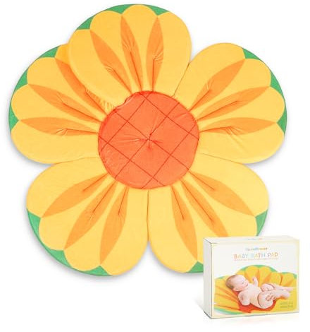 Fiore da Bagno per Lavabo,Vasca da Bagno a Fiori Antiscivolo per Neonati 0-6 mesi, Morbido Cuscino da Bagno per Lavabo per Bambini, Essenziali per il Bagnetto dei Neonati,Girasole